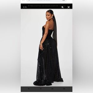 Black Sequin High-Low Dress